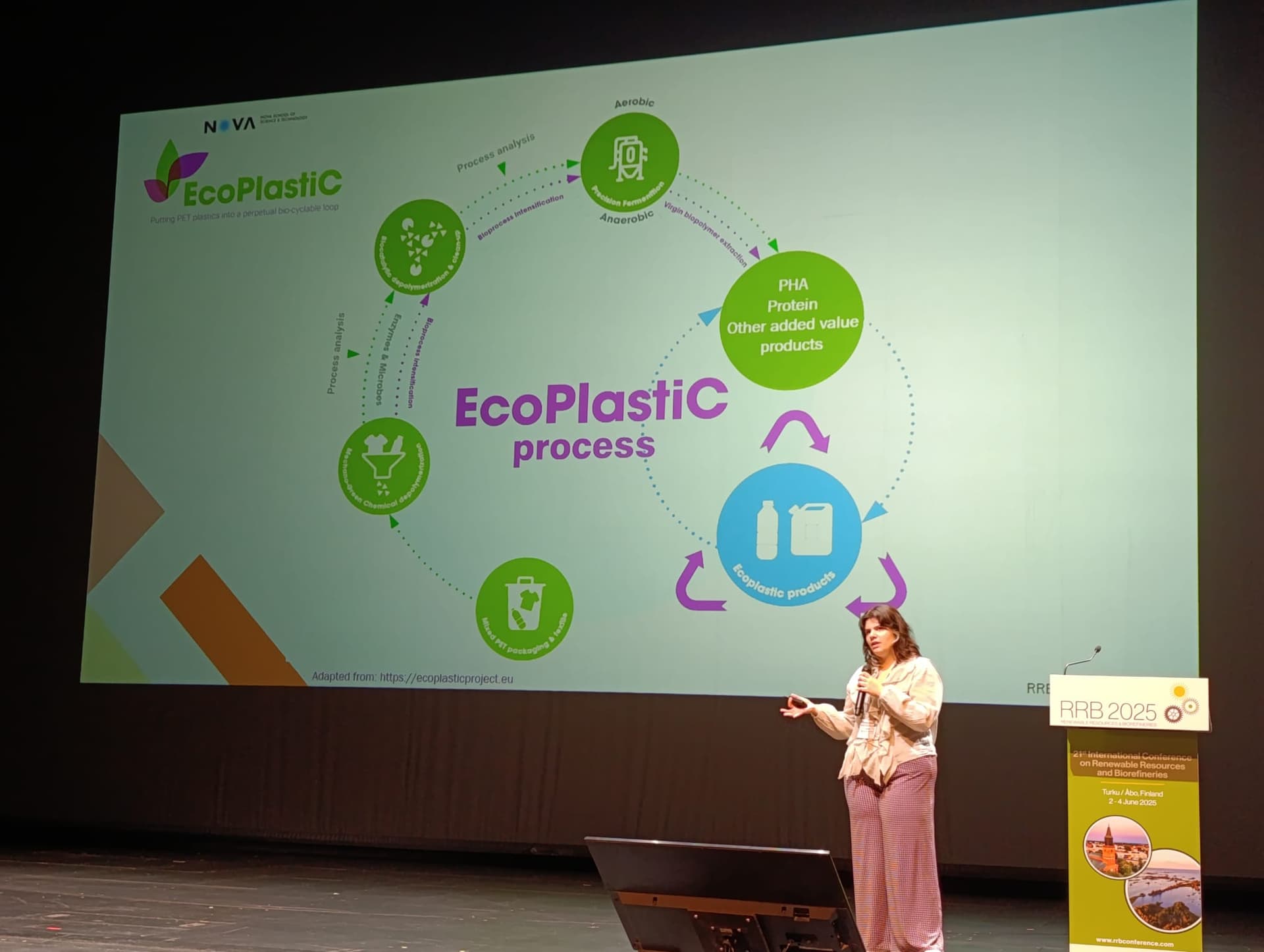 Presenting author Maria Nicolau Batista (NOVA) during the oral presentation “PET as bacterial carbon source -  a new hope for plastic pollution”