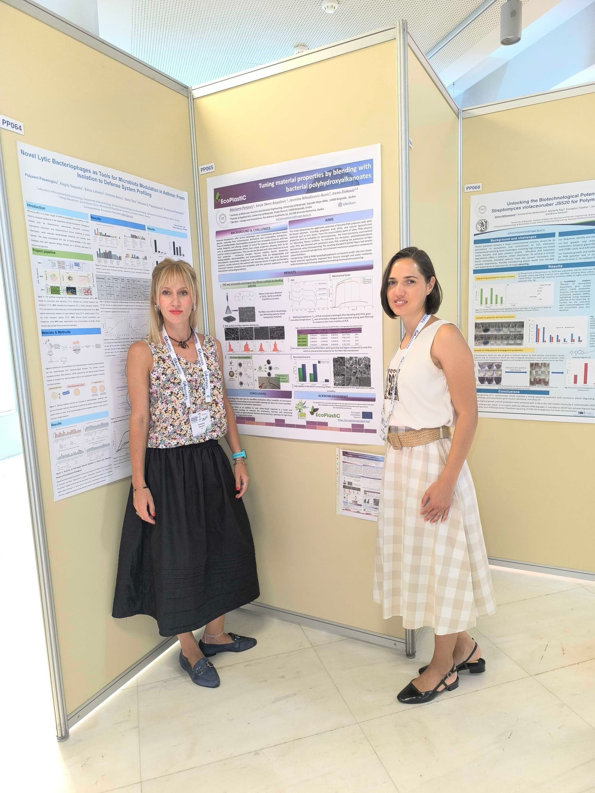 Dr Marijana Ponjavic and Dr Sanja Skaro Bogojevic from IMGGE with the poster “Tuning material properties by blending bacterial biopolymers polyhydroxyalkanoates and nanocellulose”